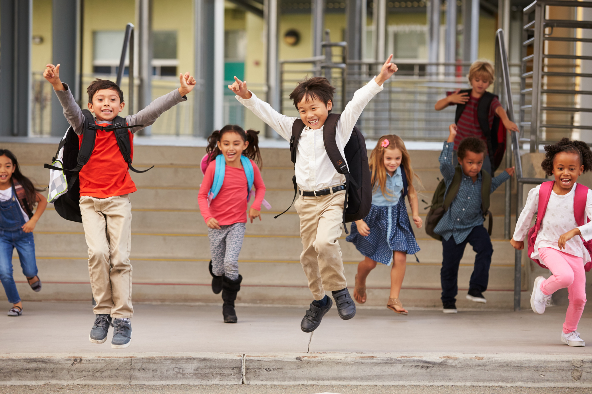 Elementary School Kids Leaving School